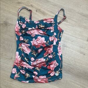 Hapari Blue and Pink Ruched Sleeveless Camisole